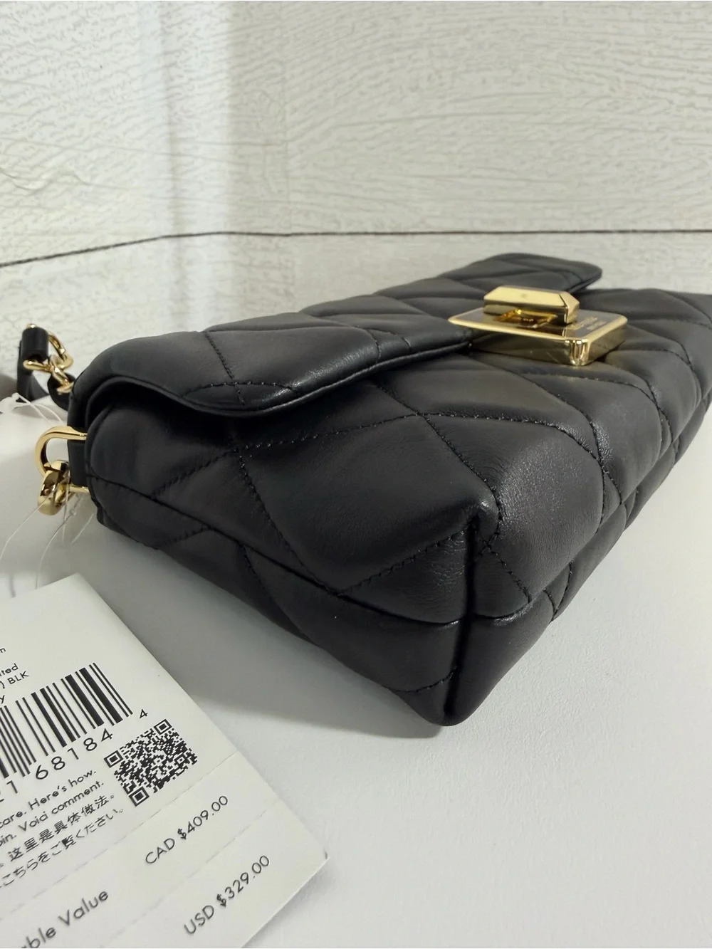 Kate Spade Carey Quilted Mini Black Leather Crossbody Gold & Dust Bag $329 — NWT - Picture 13 of 16